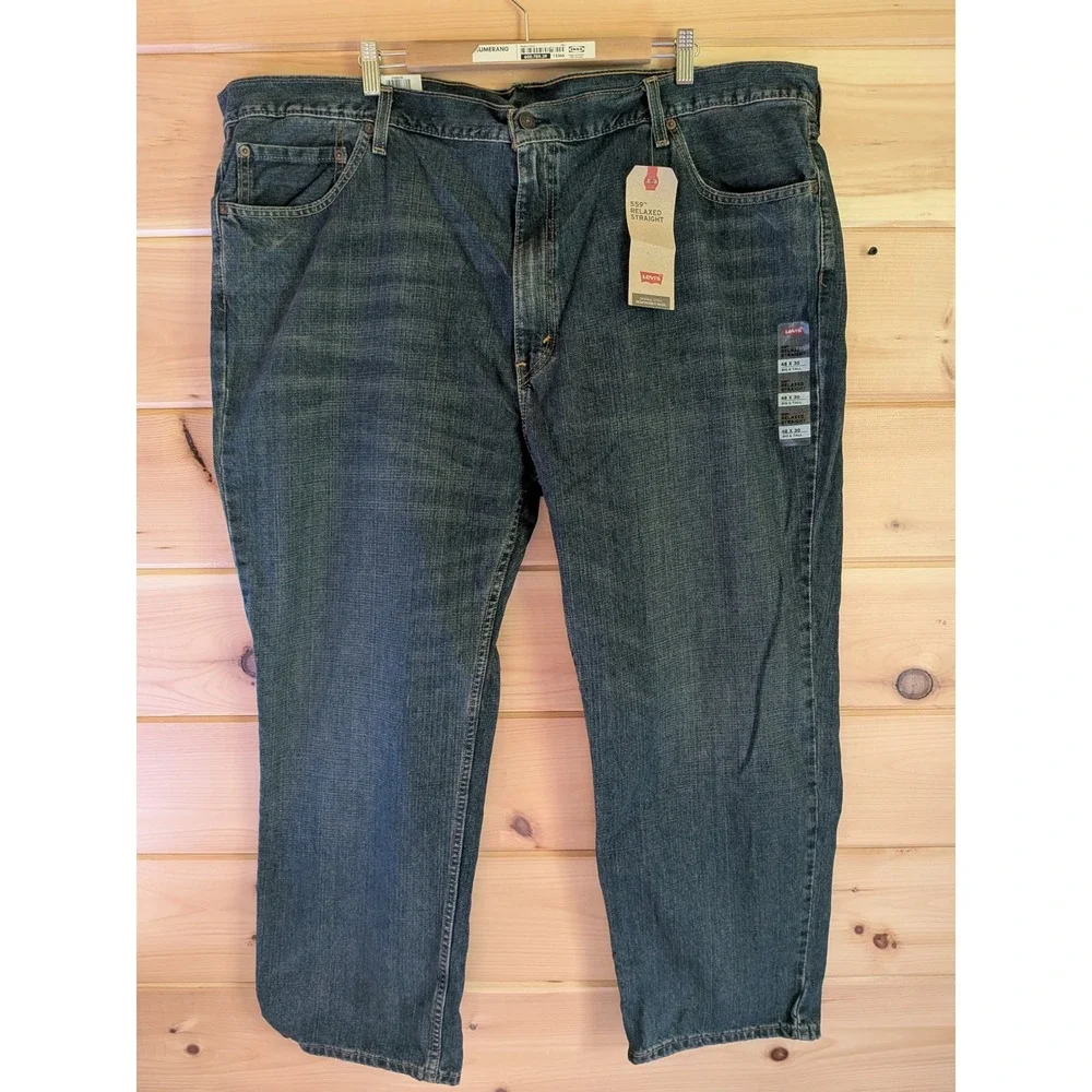 Levi's 559 Relaxed Straight Jeans Men 48 x 30 Big Tall Workwear Dark Wash New